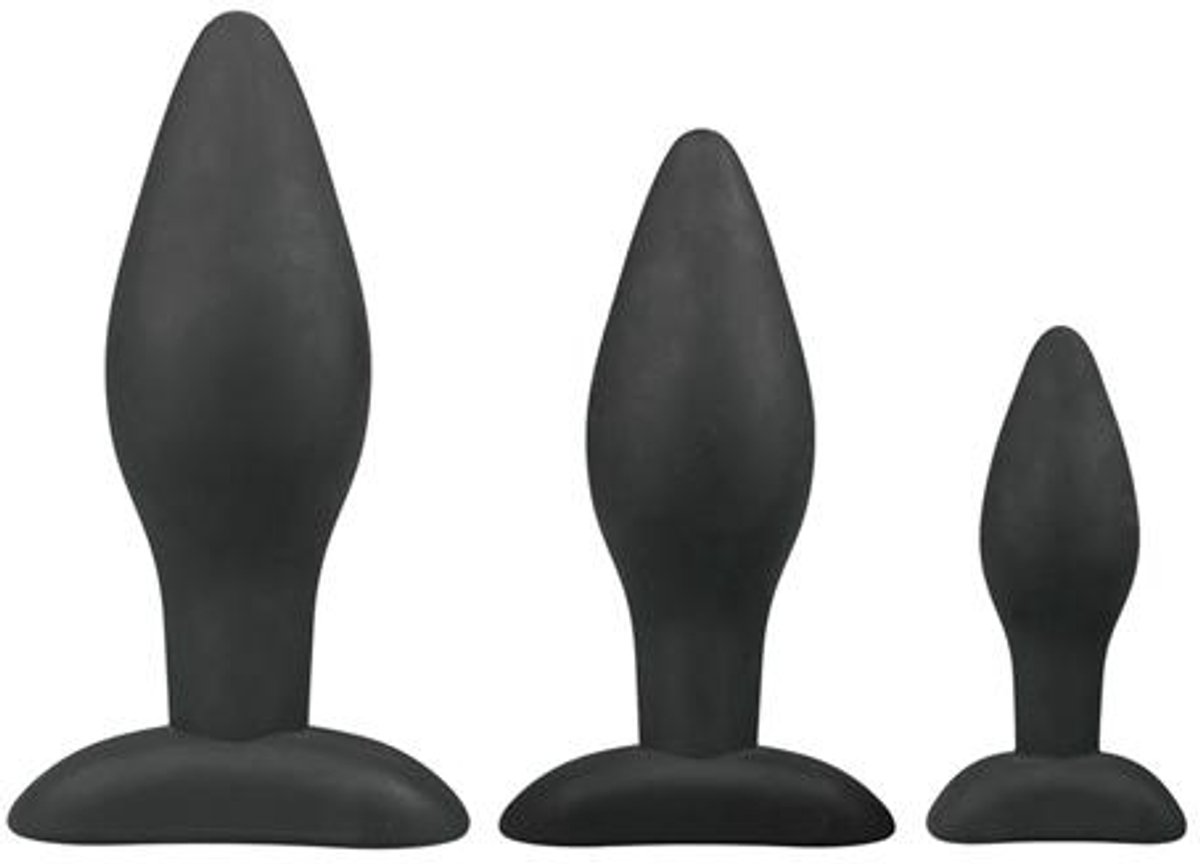 Goedkoopste EasyToys - Siliconen Buttplugsetje - 3 Buttplugs - Buttplug - Buttplug Set - Anal Plug - Sex Toys voor Vrouwen en Mannen - Seksspeeltjes - Butt Plug - Zwart