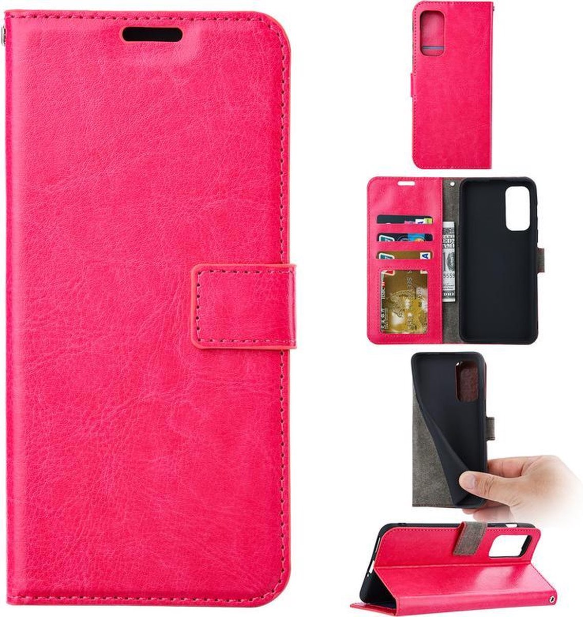 Bookcase Geschikt voor: Oppo A54 5G / A74 5G / A93 5G Roze - portemonnee hoesje
