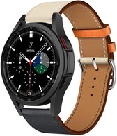 Strap-it Samsung Galaxy Watch 4 Classic 42mm leren bandje - wit/donkerblauw