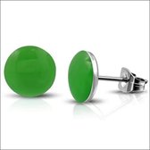 Aramat jewels ® - Ronde zweerknopjes groen acryl staal 7mm