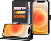 Hoesje geschikt voor iPhone 12 Pro Max - Bookcase Zwart - Portemonnee Hoesje