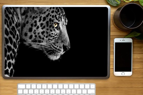 Sticker pour ordinateur portable - 17,3 pouces - Léopard - Zwart - Wit - Fourrure
