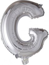 folieballon letter G 41 cm zilver
