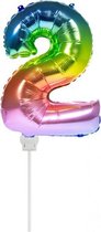 cijferballon 2 folie 36 cm regenboog