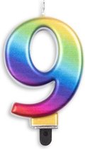 cijferkaars 9 Metallic Rainbow 5,5 x 7,8 x 1,4 cm wax