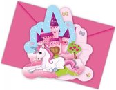 uitnodigingen Unicorn 12 x 10 cm papier roze 12-delig