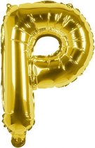 folieballon letter P 36 cm goud
