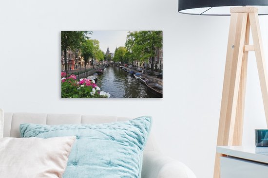 Toile d' Amsterdam canal d' été à Amsterdam toile 30x20 cm - petit - impression photo sur toile peinture Décoration murale salon / chambre à coucher) / Villes Peintures Toile
