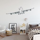 Muursticker Vliegtuig -  Donkergrijs -  160 x 44 cm  -  baby en kinderkamer - Muursticker4Sale