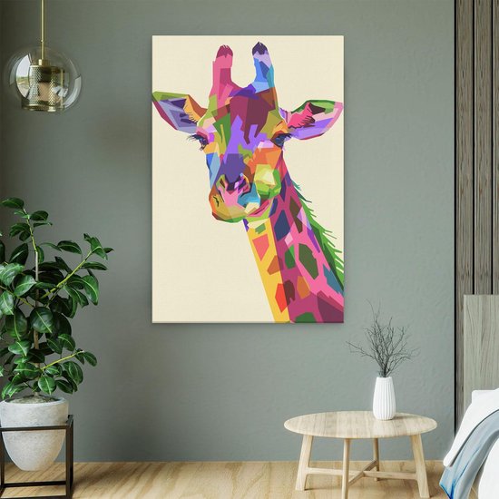 Artaza Peinture Sur Toile Girafe Colorée - Abstrait - 60x90 - Photo Sur Toile - Impression Sur Toile