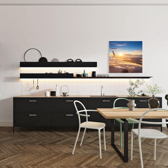 Artaza - Peinture sur toile - Avion dans le ciel avec le soleil - 50x50 - Photo sur toile - Impression sur toile