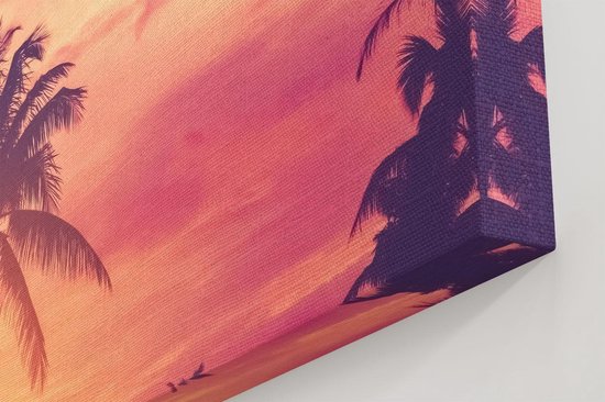 Artaza Peinture sur toile Palmiers tropicaux avec coucher de soleil - 80 x 40 - Photo sur toile - Impression sur toile