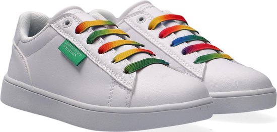 Benetton Label Multicolor Laces Lage sneakers - Leren Sneaker - Wit Maat 34 | bol.com