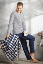 Pastunette doorknoop pyjama dames - donkerblauw - 20212-157-6/529 - maat 48