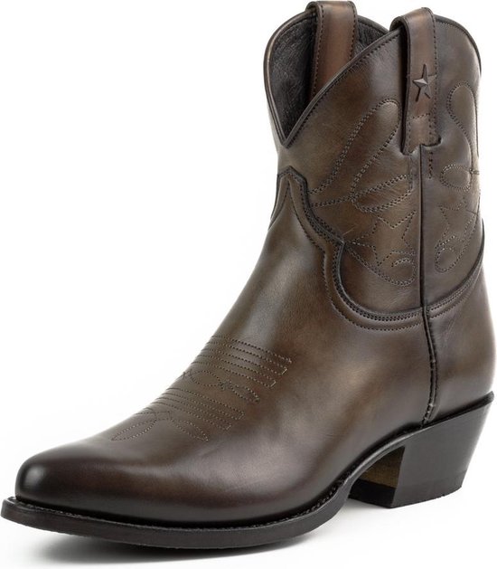 Bottes pour femmes Mayura 2374 Vintage marron foncé / dames Cowboy mode bottines bout pointu talon Western en Cuir véritable taille UE 37