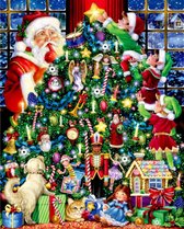 TOPMO - Versierde Kerstboom- Diamond painting- HQ Diamond Painting pakket - VOLLEDIG dekkend - Diamant Schilderen - voor Volwassenen – ROND- 40X50CM