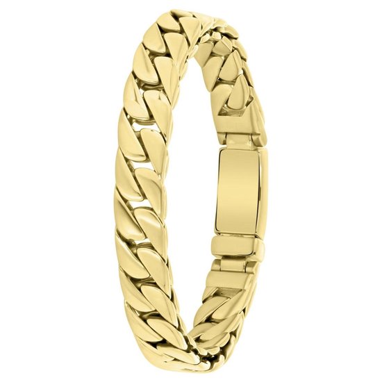 Lucardi - Heren Goldplated armband gourmet - Staal - Armband - Cadeau - Goudkleurig