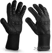 Jumada's Hittebestendige Oven & BBQ Handschoenen - Ovenwant - Anti Slip Handschoenen - BBQ Accessoires - Keukenaccessoires - Tot 500°C - Set van 2 - Zwart