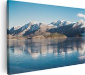 Artaza Canvas Schilderij Meer Bij Het Bergen Landschap In Noorwegen - 120x80 - Groot - Foto Op Canvas - Wanddecoratie Woonkamer