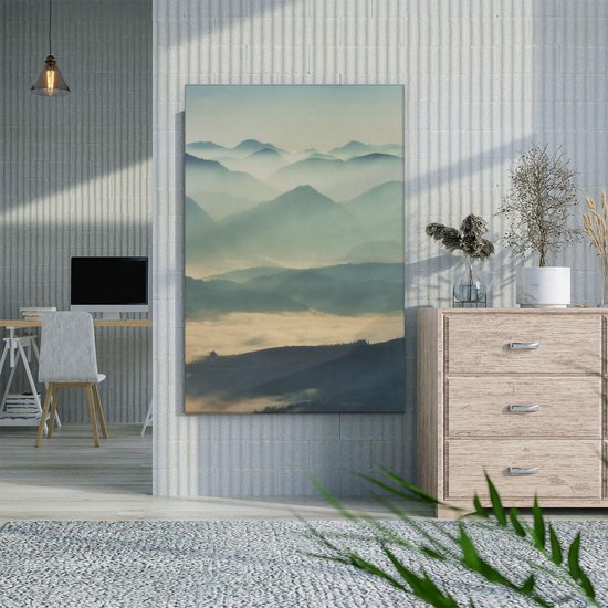 Artaza Peinture Sur Toile Paysage De Colline Pendant Le Brouillard - 60x90 - Photo Sur Toile - Impression Sur Toile