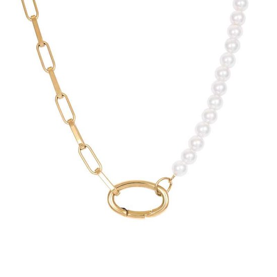 iXXXi-Jewelry-Square Chain Pearl-Goud-dames-Collier-45 cm