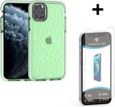 ShieldCase You're A Diamond geschikt voor Apple iPhone 12 / 12 Pro  - 6.1 inch hoesje - groen + glazen Screen Protector