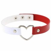 Miresa - sexy hart choker - verstelbaar met drie knopen – Wit & rood