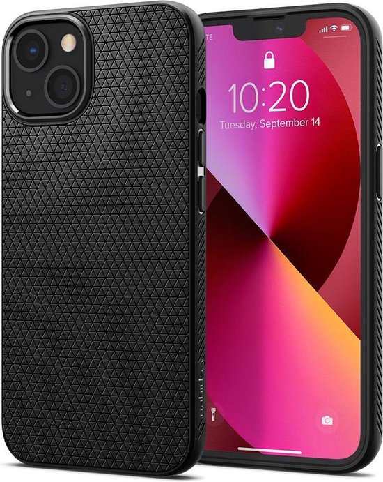Matte Zwart hoesje van Spigen TPU Backcover iPhone 13 Liquid Air
