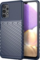 Mobigear Hoesje geschikt voor Samsung Galaxy A32 4G Telefoonhoesje Flexibel TPU | Mobigear Groove Backcover | Galaxy A32 4G Case | Back Cover - Blauw