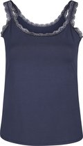 Promiss - Female - Top in viscose met kantdetail  - Marineblauw