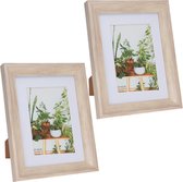 2x stuks kunststof fotolijst met hout look geschikt voor een foto van 15 x 20 cm