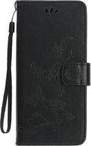 Shop4 - Samsung Galaxy A52s 5G Hoesje - Wallet Case met Pasjeshouder Vlinder Patroon Zwart