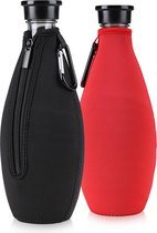 kwmobile 2x flessenkoeler - Hoes compatibel met Sodastream Crystal, Crystal 2.0 en Penguin - Voor 615 ml flessen - Koeler van neopreen in zwart / rood