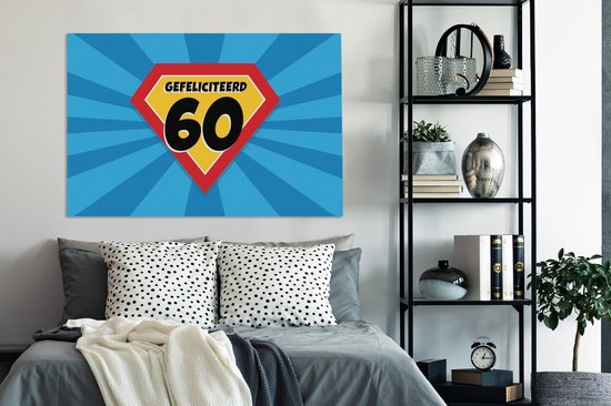 Peinture sur toile Anniversaire - 60 ans - Cape - 140x90 cm - Décoration murale