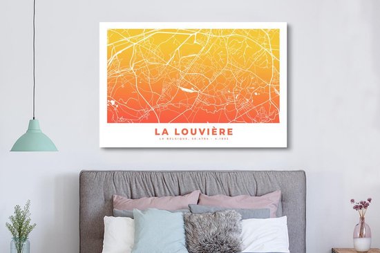 Toile Peinture Plan de Ville - België - La Louvière - 180x120 cm - Décoration murale XXL