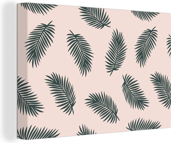 Tableau sur toile Été - Feuilles - Rose - 30x20 cm - Décoration murale