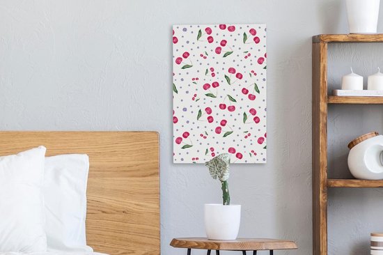 Toile Peinture Cerises - Fruits Rouges - Motifs - 20x30 cm - Décoration murale
