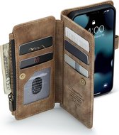 Caseme Telefoonhoesje geschikt voor Apple iPhone 13 Hoesje | Caseme Bookcase Portemonnee | Pasjeshouder voor 7 Pasjes | Telefoonhoesje voor Pinpas / OV Kaart / Rijbewijs - Bruin