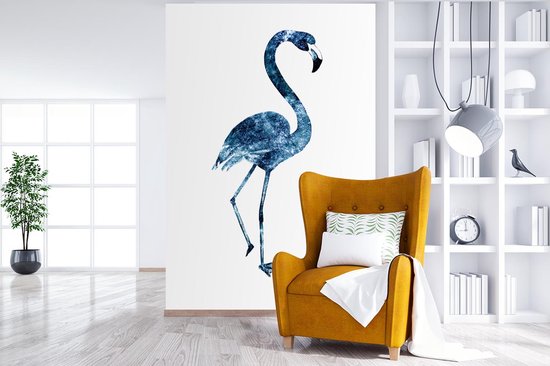 Flamant rose détaillé sur fond blanc 195x300 cm