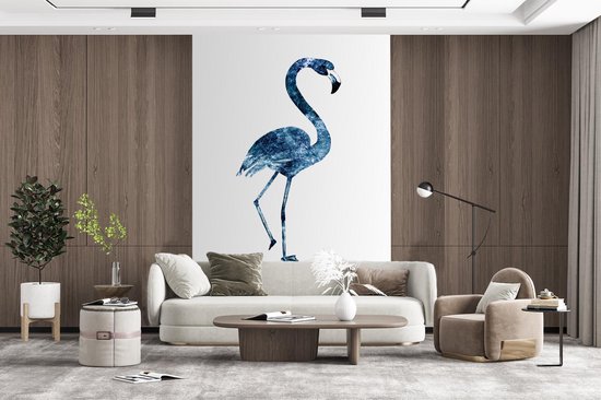 Flamant rose détaillé sur fond blanc 195x300 cm