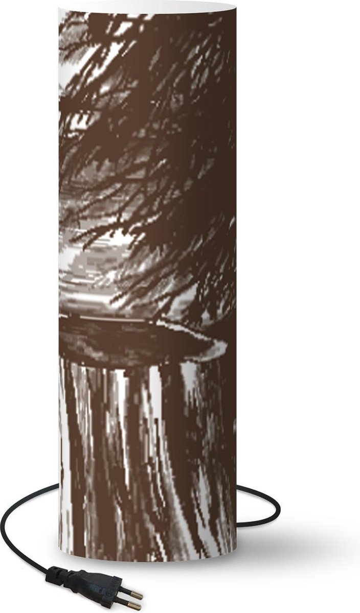 Lamp - Nachtlampje - Tafellamp slaapkamer - Boom - Zee - Illustratie - 50 cm hoog - Ø15.9 cm - Inclusief LED lamp