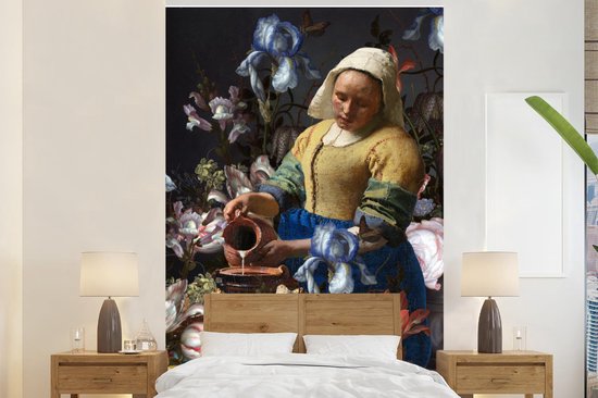 Behang - Fotobehang Melkmeisje - Johannes Vermeer - Bloemen cm x hoogte... | bol.com