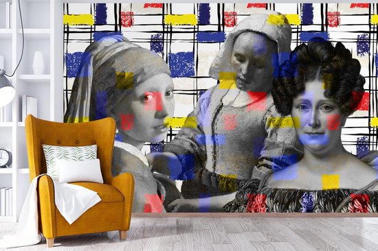 Papier peint - Collage de Papier peint photo - Mondrian - Peintures - Largeur 360 cm x Hauteur 240 cm