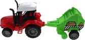 tractor met hooikar 30 cm groen/rood