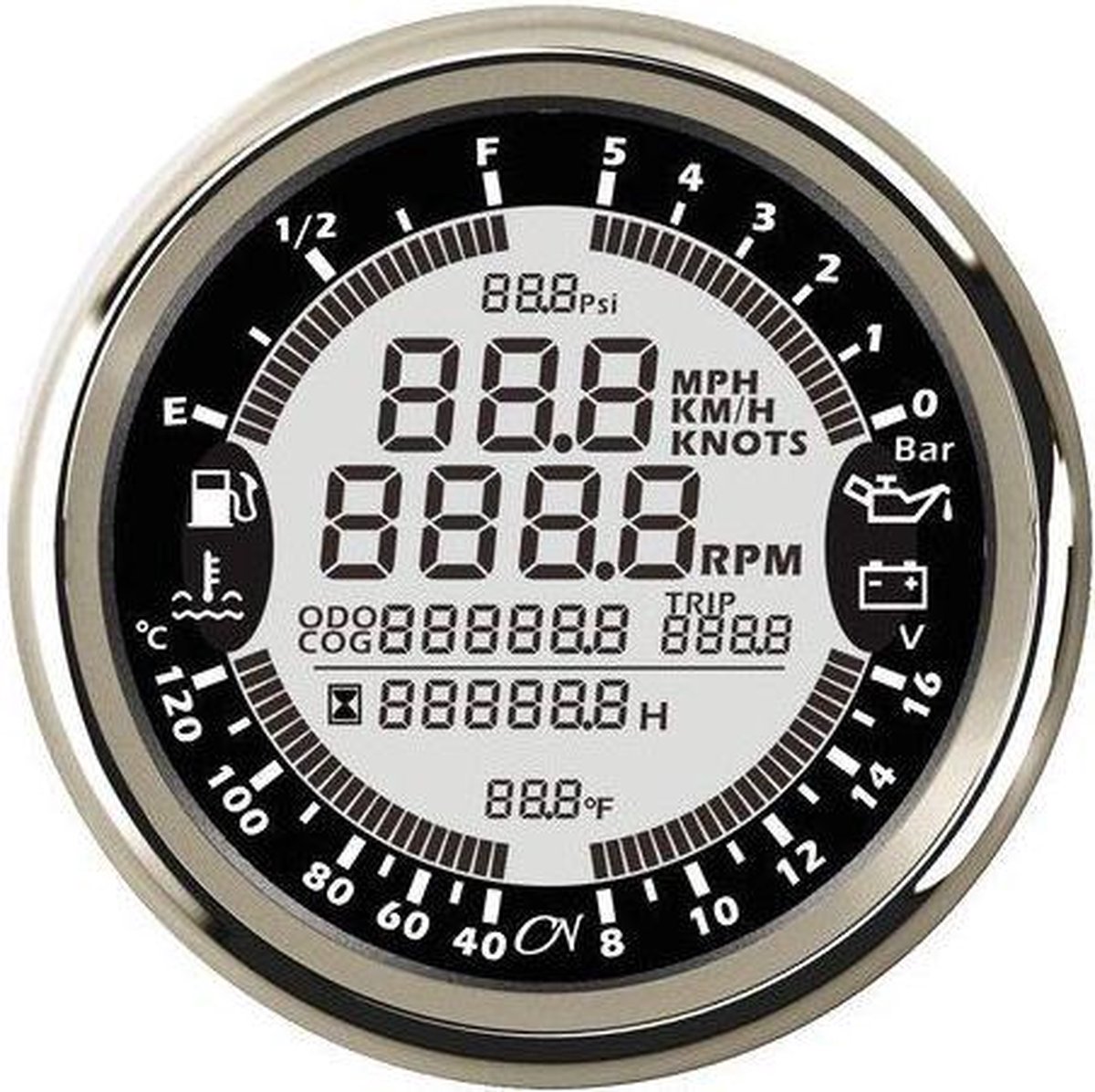 CN zwart 6 in 1 Motorinstrument met chromen Ring