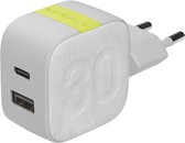 InfinityLab InstantCharger 30W 2 USB-C en USB-A PD 3.0 oplader, iPhone oplader, Supersnel, USB-oplader – Wit
