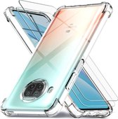 Anti-Shock transparant hoesje silicone met 2 Pack Tempered glas Screen Protector Geschikt voor: Xiaomi Mi 10T Lite 5G