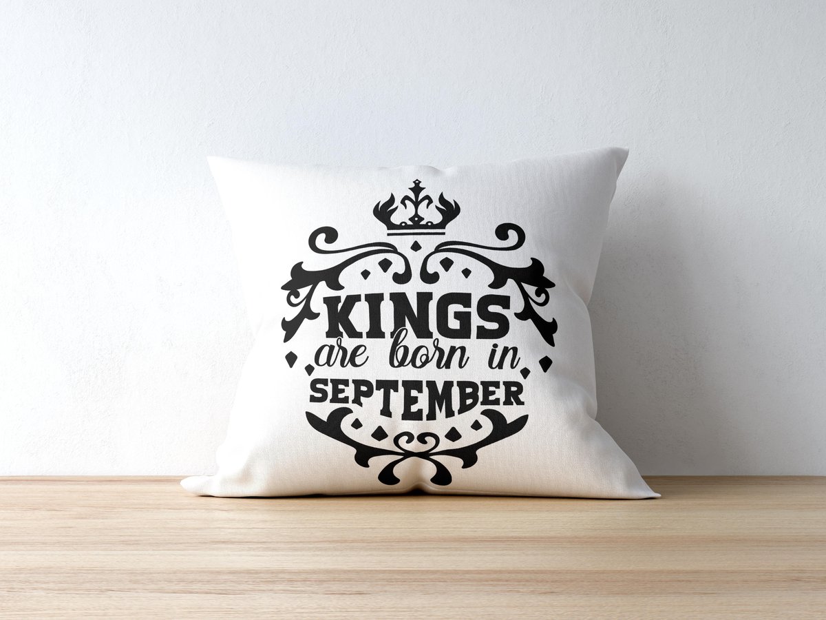 Sierkussen - Verjaardag Kings Are Born In September - Wit - 40 Cm X 40 Cm