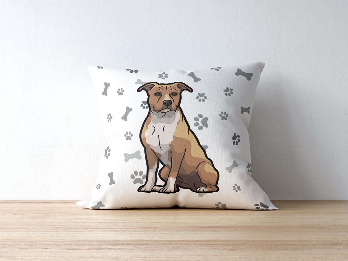 Sierkussen - American Staffordshire Terrier American Stafford Stafford - Wit - 40 Cm X 40 Cm