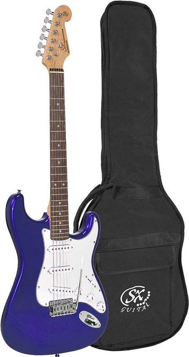 Elektrische gitaar SX - Gitaar voor volwassenen - stratocaster gitaar - Blauwe elektrische gitaar - Gitaar met tas - Elektrische gitaar met tas - starter gitaar